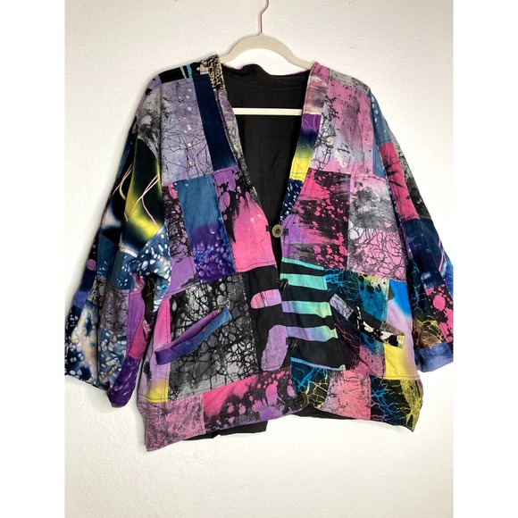Unique Reversible Jacket Rainbow Print Graphics w/ Buttons - Picture 5 of 5